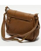 Sac besace en Cuir Bess E tabac - 19x25x8cm