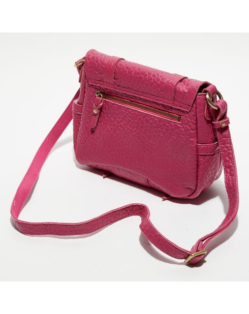 Sac besace en Cuir Bess E framboise - 19x25x8cm