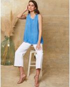 Debardeur en Lin & Coton Roy bleu azur