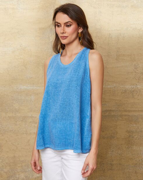 Debardeur en Lin & Coton Roy bleu azur