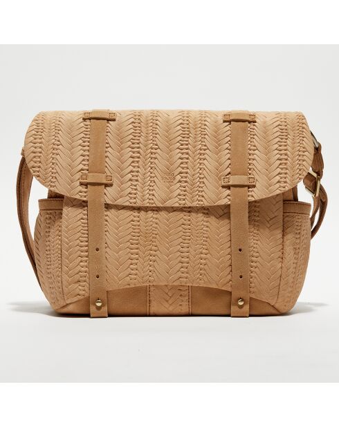 Sac besace en Cuir Bernie Dv camel - 23x35x13cm