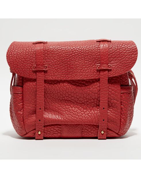 Sac besace en Cuir Bernie E corail - 23x35x13cm