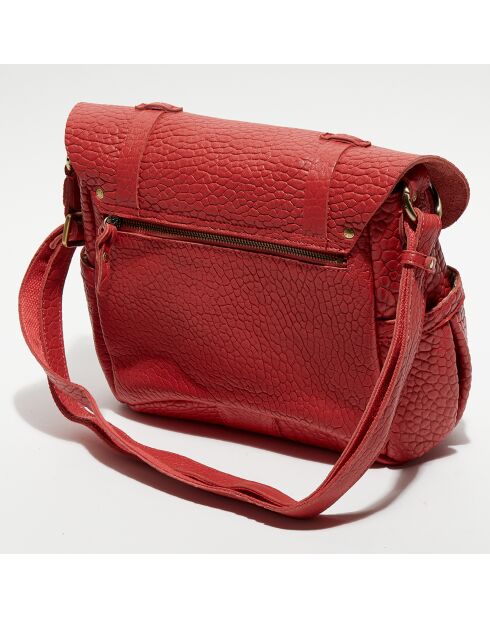 Sac besace en Cuir Bernie E corail - 23x35x13cm