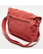 Sac besace en Cuir Bernie V corail - 23x35x13cm