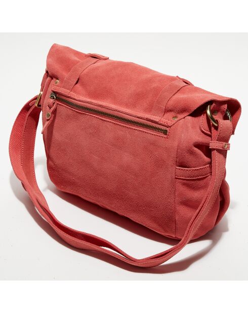 Sac besace en Cuir Bernie V corail - 23x35x13cm