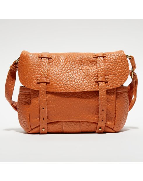 Sac besace en Cuir Bernie E pêche - 23x35x13cm