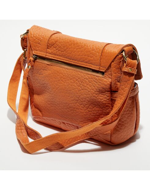 Sac besace en Cuir Bernie E pêche - 23x35x13cm