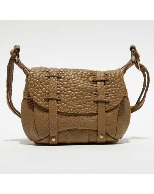 Sac besace en Cuir Bern E light taupe - 16x22x6 cm