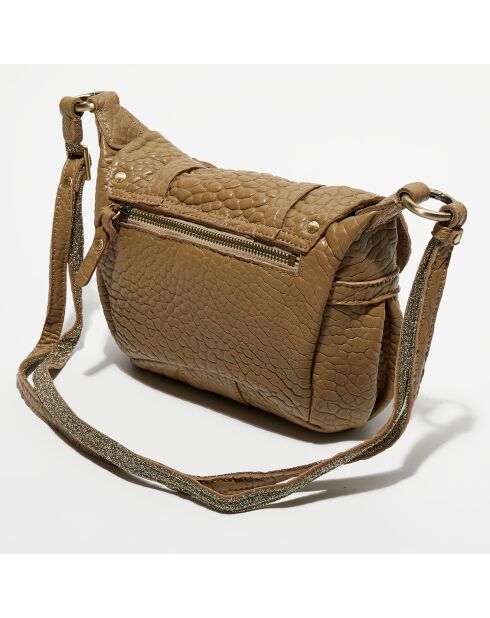 Sac besace en Cuir Bern E light taupe - 16x22x6 cm