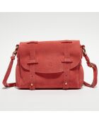 Sac besace en Cuir Mahe V corail - 15x22x6 cm