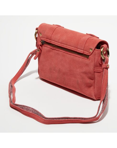 Sac besace en Cuir Mahe V corail - 15x22x6 cm