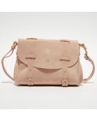 Sac besace en Cuir Mahe V nude - 15x22x6 cm