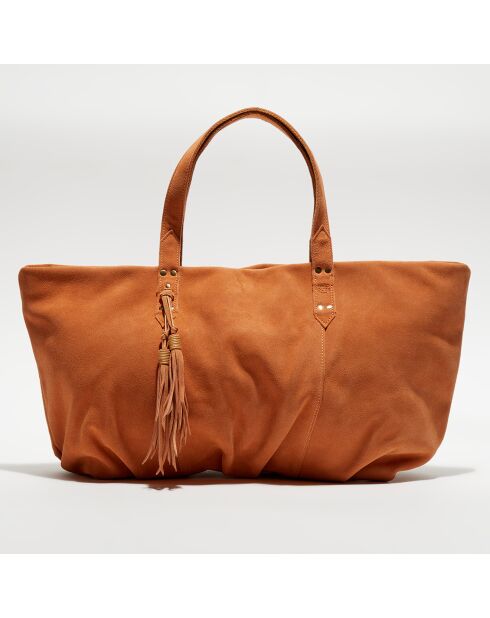 Sac Cabas en Cuir Nicolette V pêche - 38x55x13cm