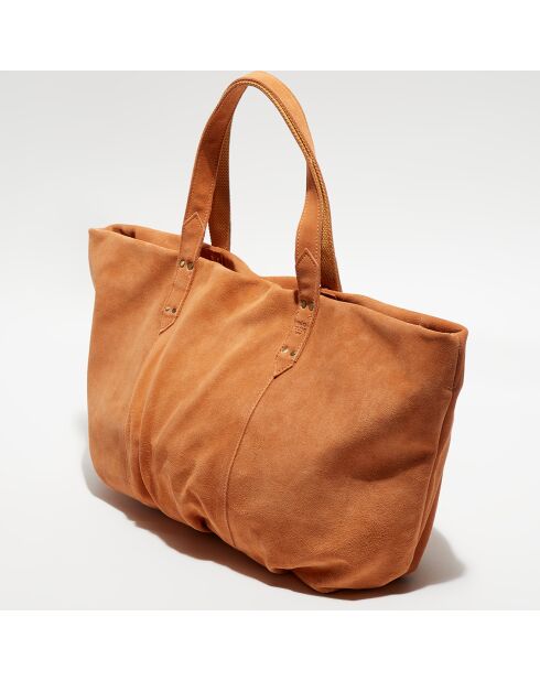 Sac Cabas en Cuir Nicolette V pêche - 38x55x13cm