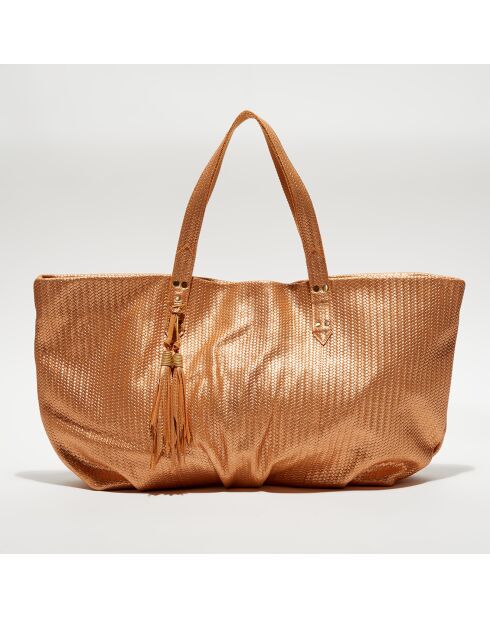 Sac Cabas en Cuir Nicolette D pêche - 38x55x13cm