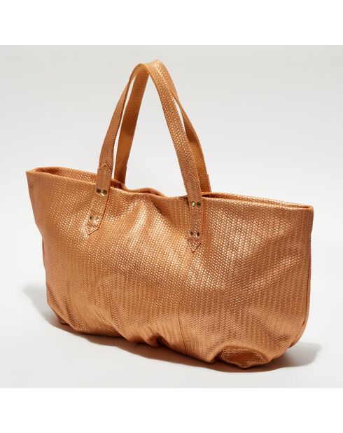 Sac Cabas en Cuir Nicolette D pêche - 38x55x13cm