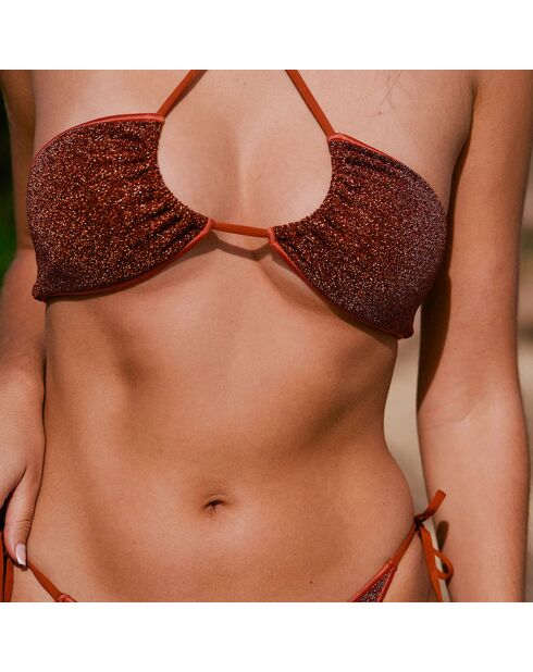 Lena badpaktop in terracotta met hoofdband