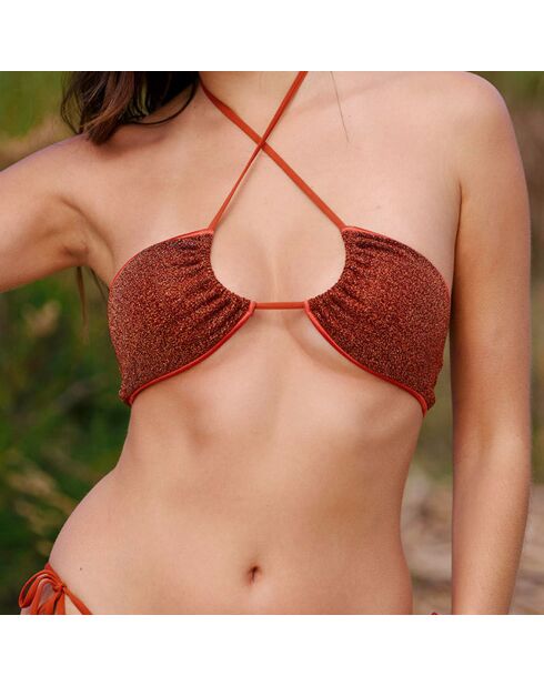 Lena badpaktop in terracotta met hoofdband