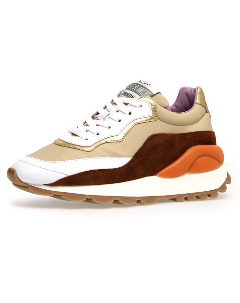 Sneakers en Cuir Pixie blanc/cognac/noir