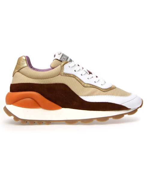 Sneakers en Cuir Pixie blanc/cognac/noir