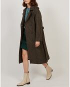 Manteau Vega pied de poule marron/vert/bleu