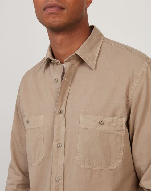 Chemise regular Pocket Pat khaki