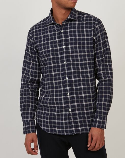 Chemise regular en Flanelle Paul à carreaux bleue