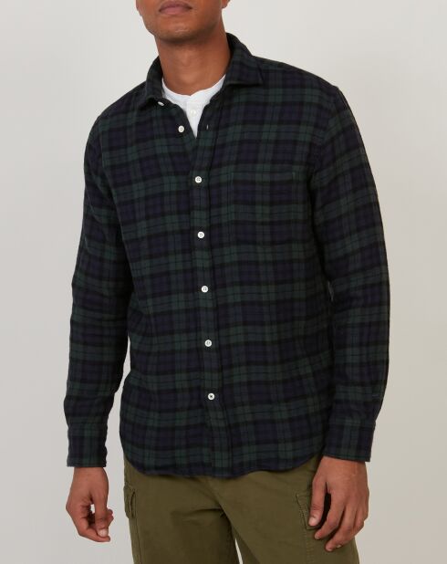 Chemise regular en Flanelle Paul à carreaux bleu/vert