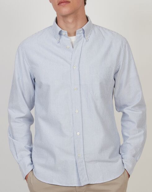 Chemise regular en Flanelle Pitt à rayures bleue