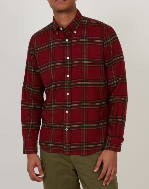 Chemise regular en Flanelle Pitt à carreaux rouge/doré