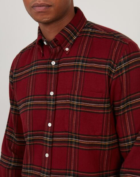 Chemise regular en Flanelle Pitt à carreaux rouge/doré