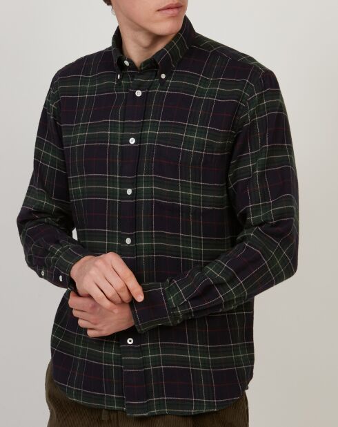 Chemise regular en Flanelle Pitt à carreaux vert/marine