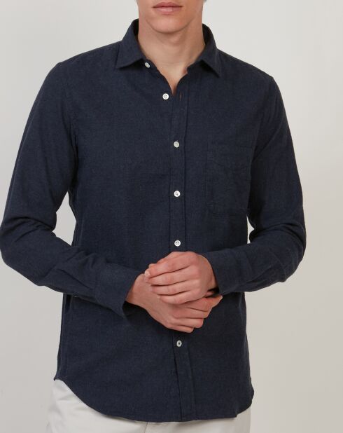 Chemise slim en Flanelle Storm marine