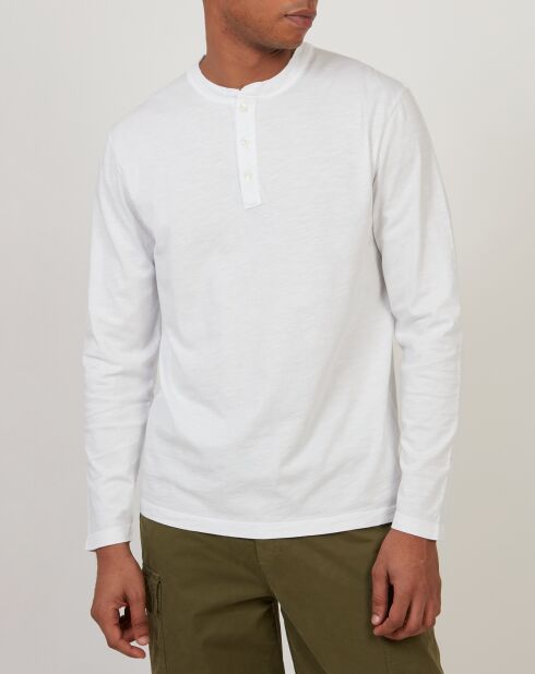 T-Shirt Henley Ls blanc