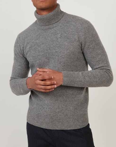 Pull 100% Laine Seamless Roll Neck gris flannel