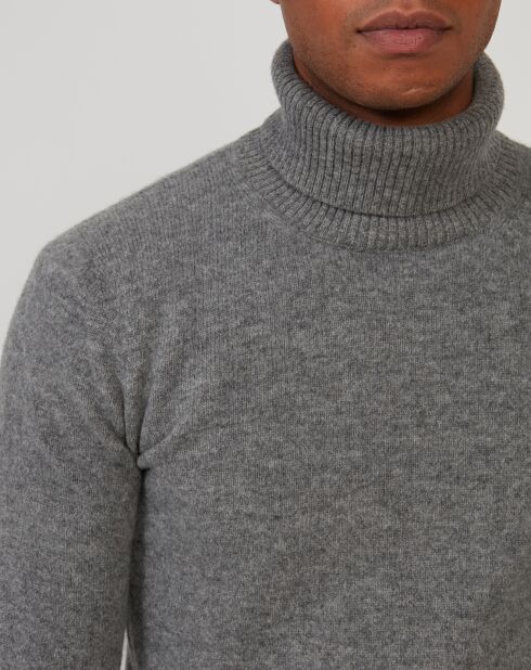 Pull 100% Laine Seamless Roll Neck gris flannel