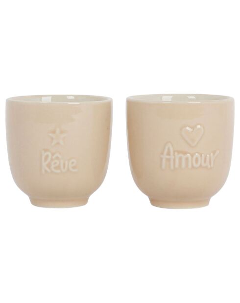 2 Gobelets Famille beiges  - D. 7x7 cm