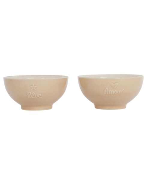 2 Bols Famille beiges  - D. 14.5x7 cm
