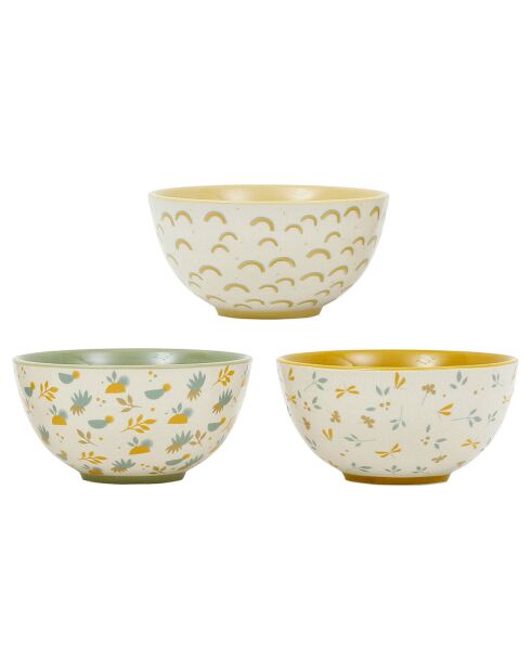 3 Bols motifs Sweet Dream multicolores  - D. 14x7 cm