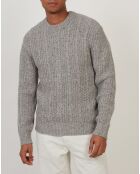 Pull en Laine mélangée Donegal Cable Crew Neck gris clair