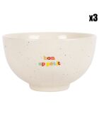 3 Bols bon appetit les fruits d'été multicolores  - D. 11.5x6.5 cm