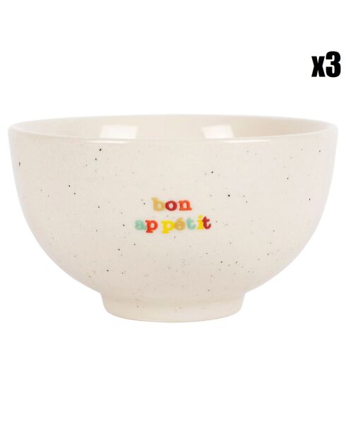 3 Bols bon appetit les fruits d'été multicolores  - D. 11.5x6.5 cm
