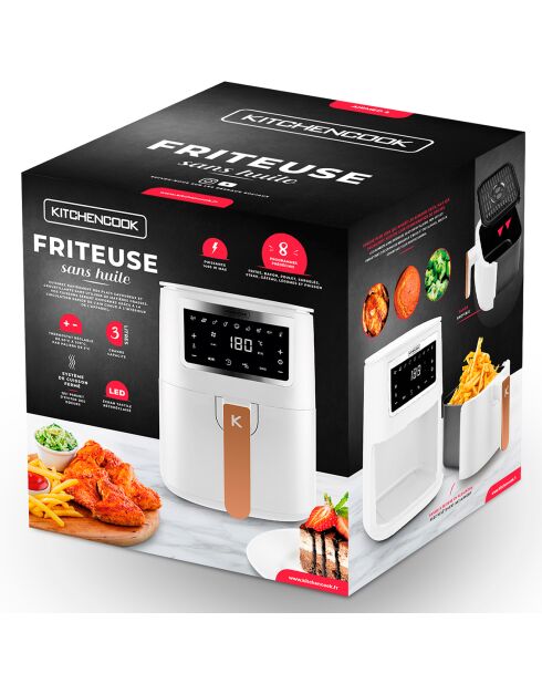 Friteuse sans huile 4l - 8 programmes airmed4 blanche