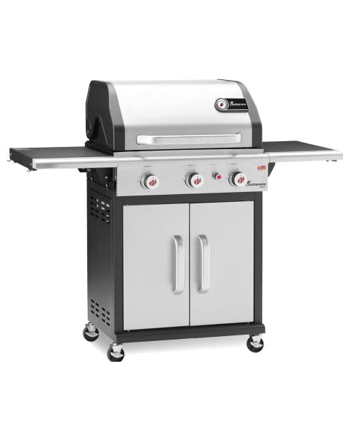 Barbecue à gaz avec 3 brûleurs noir - 121.5x140x57 cm