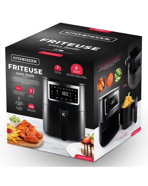 Friteuse sans huile 4l - 8 programmes airmed4 noire