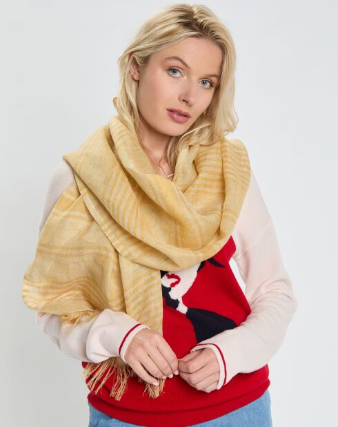 Écharpe 100% Lin Paille blé - 50x190 cm