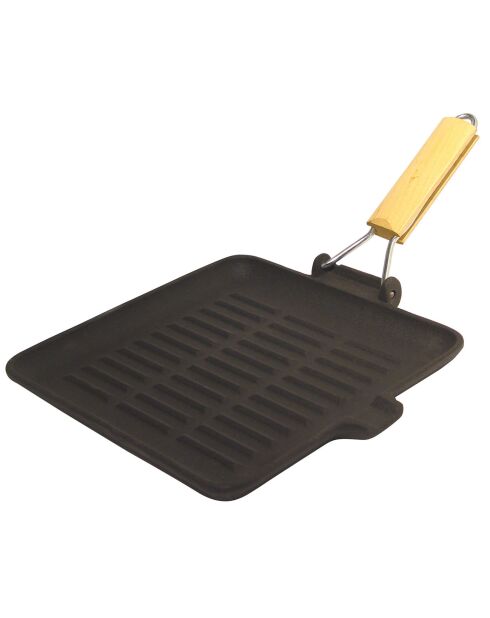 Grill carré fonte manche rétractable induction noir - 24x24 cm