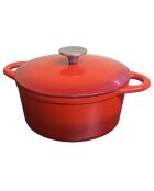 Cocotte ronde avec couvercle en fonte émaillée induction rouge - D.20 cm