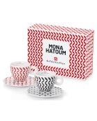 Coffret de 2 Tasses Cappucino en Porcelaine Signé Mona Hatoum rouge/noir - 170 ml