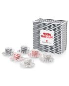 Coffret de 6 Tasses Espresso en Porcelaine Signé Mona Hatoum rouge/noir/gris - 55 ml